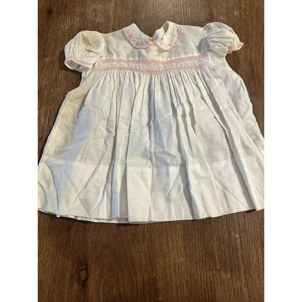 Vintage Lord & Taylor Dress Baby Girl Ivory Dress Pink Floral